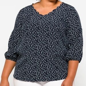 Papermoon - Espo Scalloped Mixed Material Blouse
